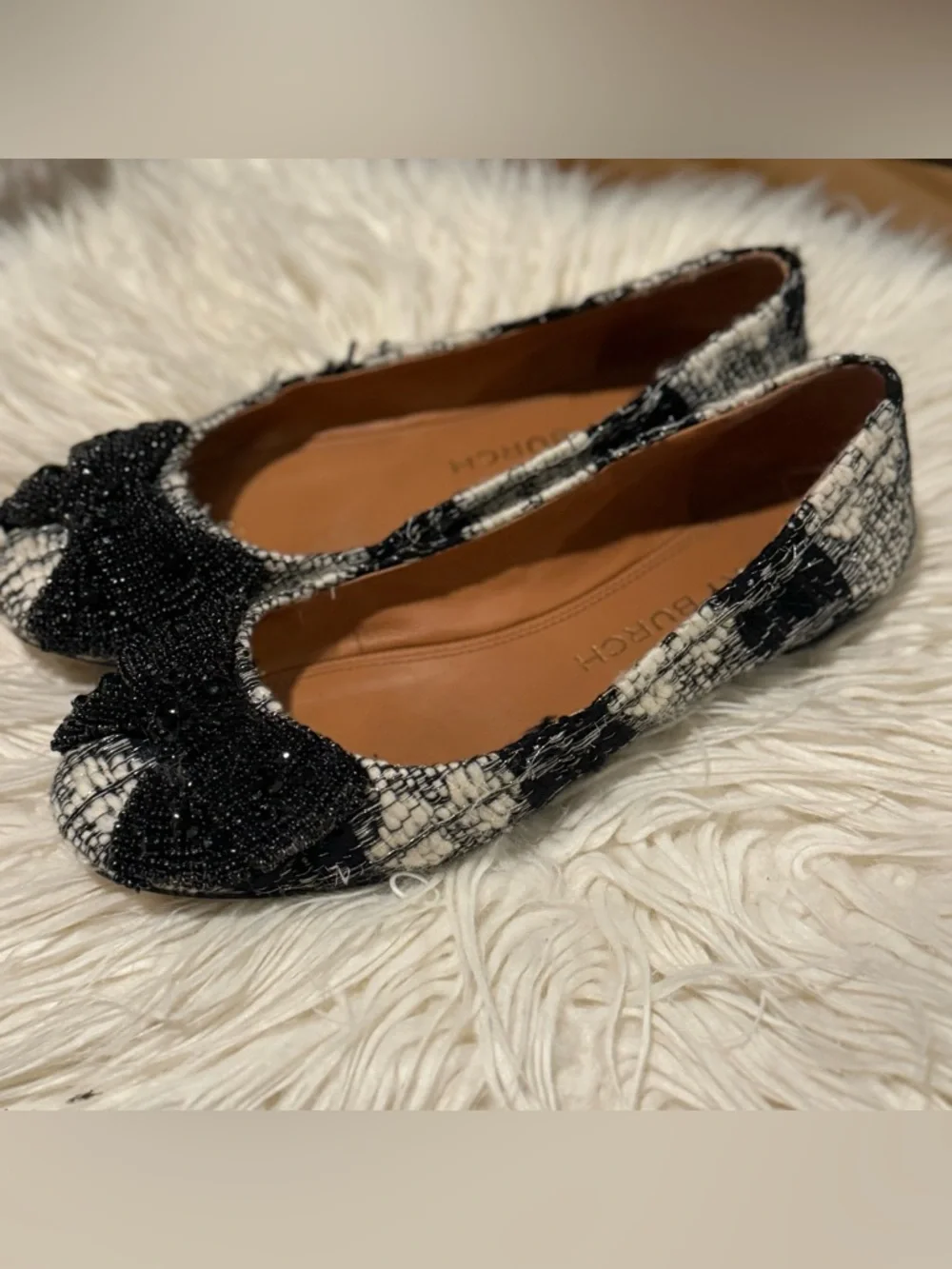 TORY BURCH |  CRYSTAL BOW BALLET~  WOOL CASTRES ~ Size 9